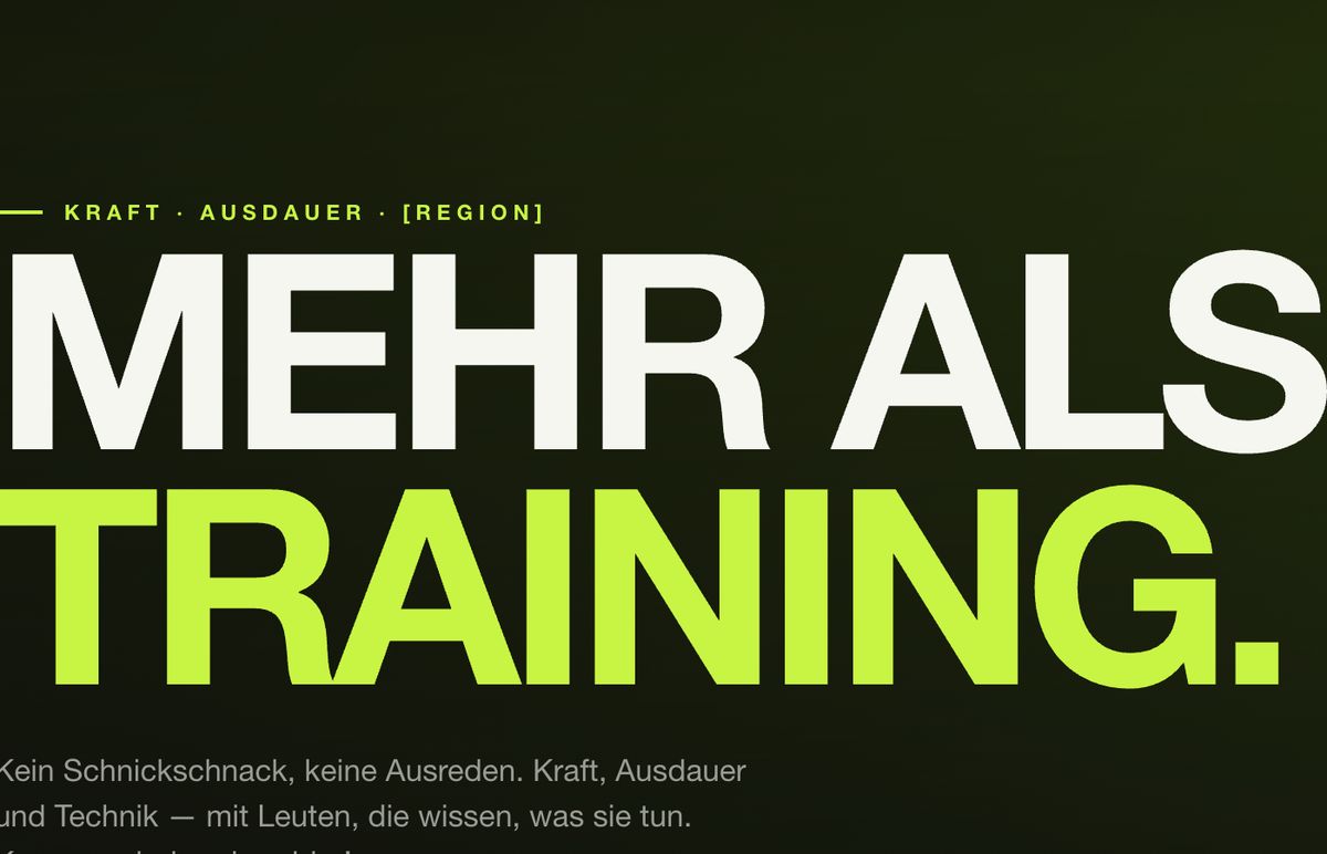 Screenshot der Konzept-Demo PULS. Studio — Fitnessstudio