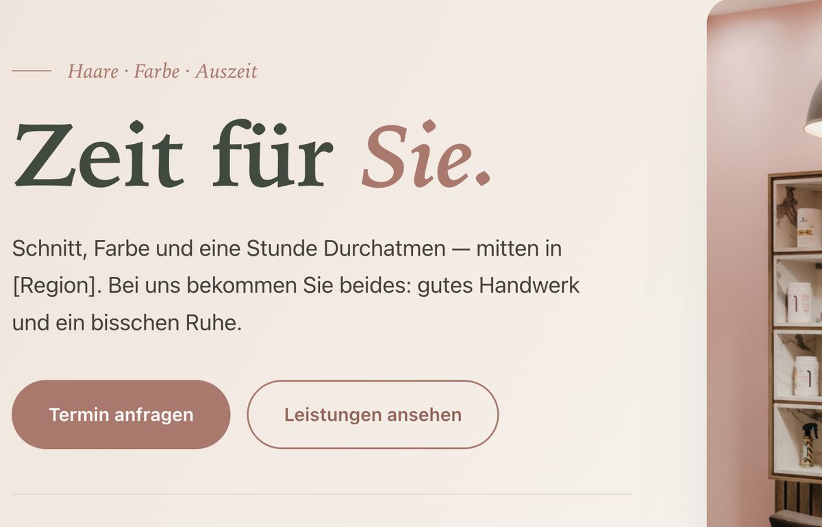 Screenshot der Konzept-Demo Salon Marlene — Friseursalon
